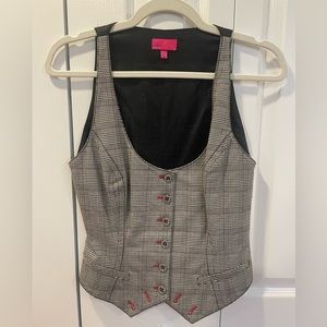 black and white plaid vest